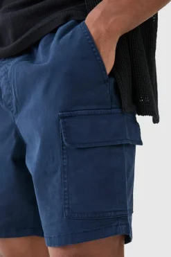 Outlet boohooMAN Slim Fit Elasticated Waist Cargo Shorts navy