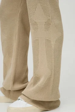 Best Sale boohooMAN Slim Fit Flared Ribbed Cross Knitted Jogger stone