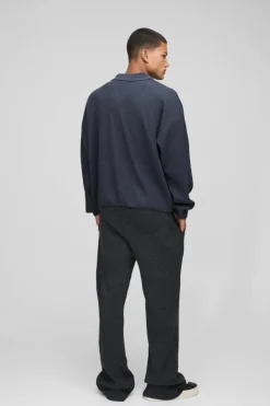 Flash Sale boohooMAN Slim Fit Flared Ribbed Cross Knitted Jogger charcoal