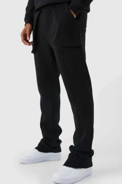Store boohooMAN Slim Fit Flared Stacked 3d Pocket Jogger black
