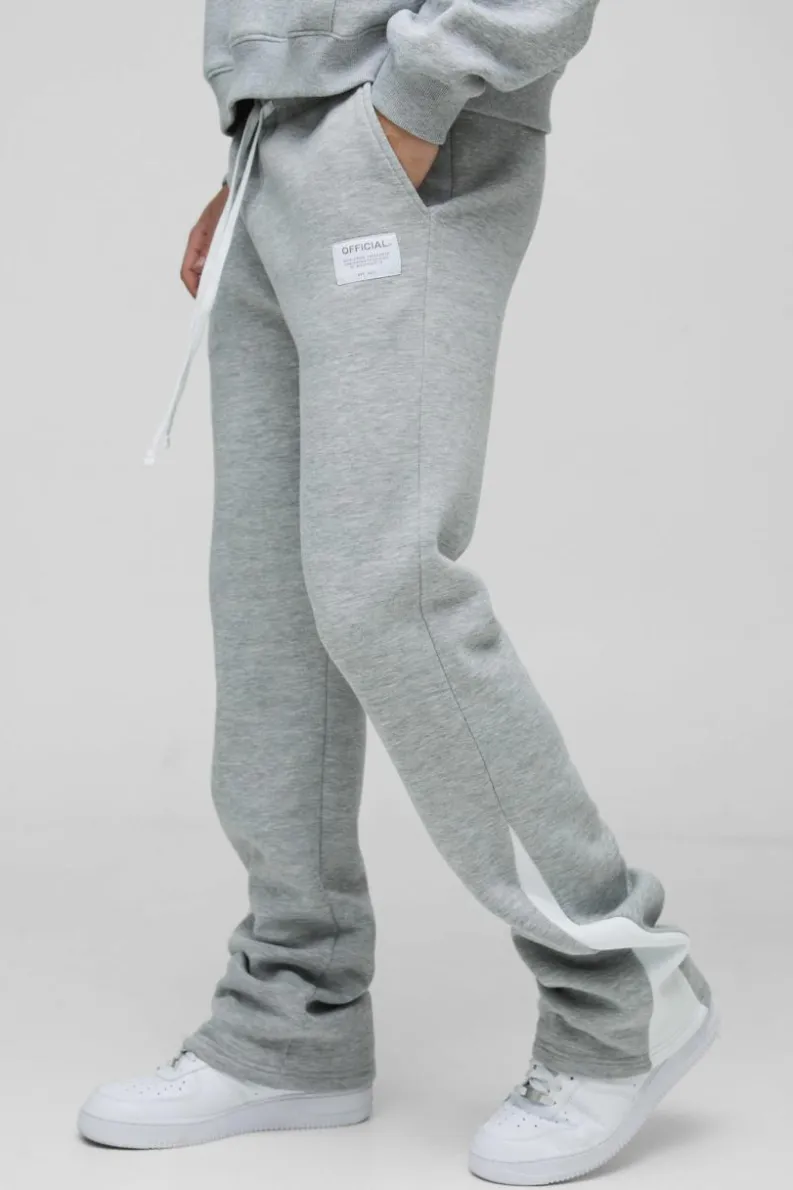 Clearance boohooMAN Slim Fit Flare Stacked Woven Tab Gusset Jogger grey marl