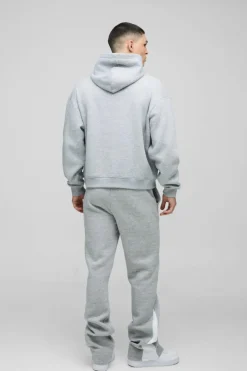Clearance boohooMAN Slim Fit Flare Stacked Woven Tab Gusset Jogger grey marl