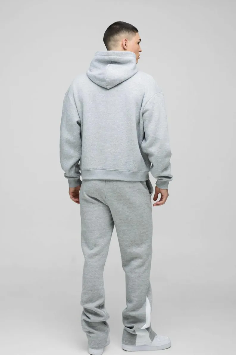 Clearance boohooMAN Slim Fit Flare Stacked Woven Tab Gusset Jogger grey marl