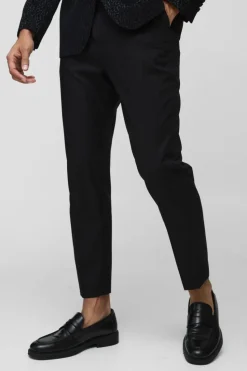Best Sale boohoo Slim Fit Flock Velour Blazer & Trouser black