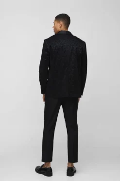 Best Sale boohoo Slim Fit Flock Velour Blazer & Trouser black