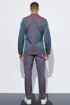 Fashion boohoo Slim Fit Iridescent Suit purple