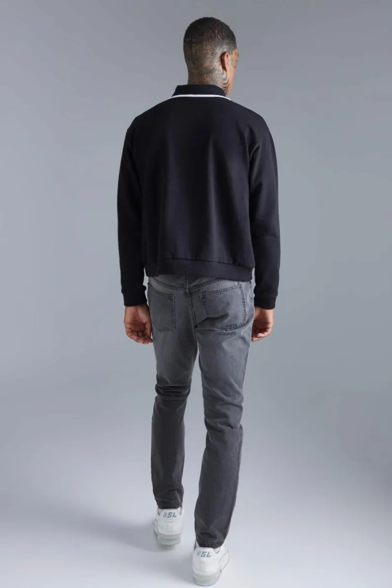 Shop boohooMAN Slim Fit Jeans dark grey