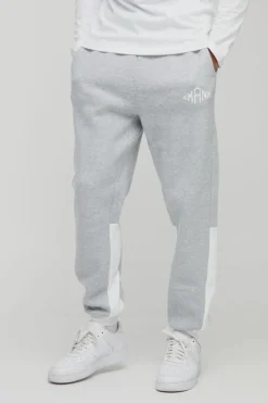 Discount boohooMAN Slim Fit Man Diamond Colour Block Joggers grey marl