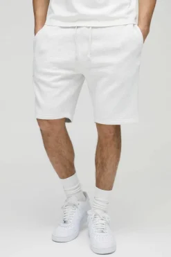 Discount boohooMAN Slim Fit Mid Length Basic Shorts grey marl