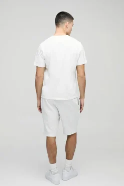 Discount boohooMAN Slim Fit Mid Length Basic Shorts grey marl