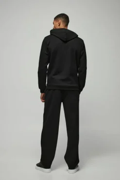 Hot boohooMAN Slim Fit Peached Hoodie black