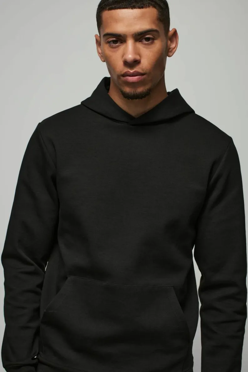 Hot boohooMAN Slim Fit Peached Hoodie black