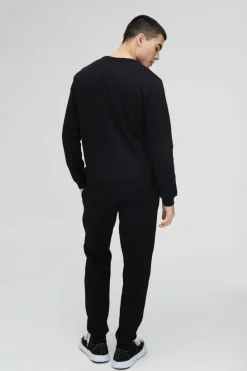 New boohooMAN Slim Fit Peached Sweat black