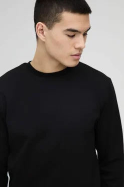 New boohooMAN Slim Fit Peached Sweat black