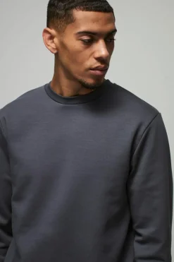 Best boohooMAN Slim Fit Peached Sweat slate grey