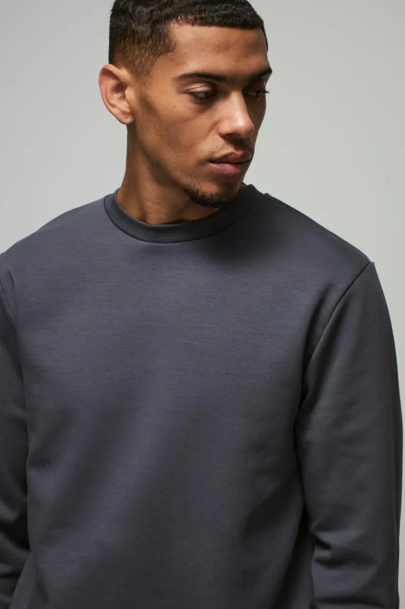 Best boohooMAN Slim Fit Peached Sweat slate grey