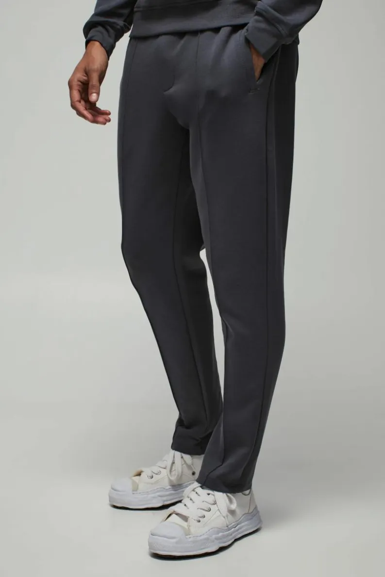 Clearance boohooMAN Slim Fit Peached Tapered Pintuck Jogger slate grey