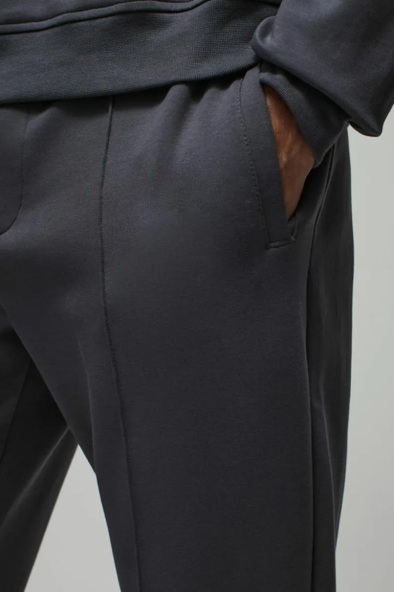 Clearance boohooMAN Slim Fit Peached Tapered Pintuck Jogger slate grey