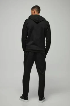Outlet boohooMAN Slim Fit Peached Tapered Pintuck Jogger black