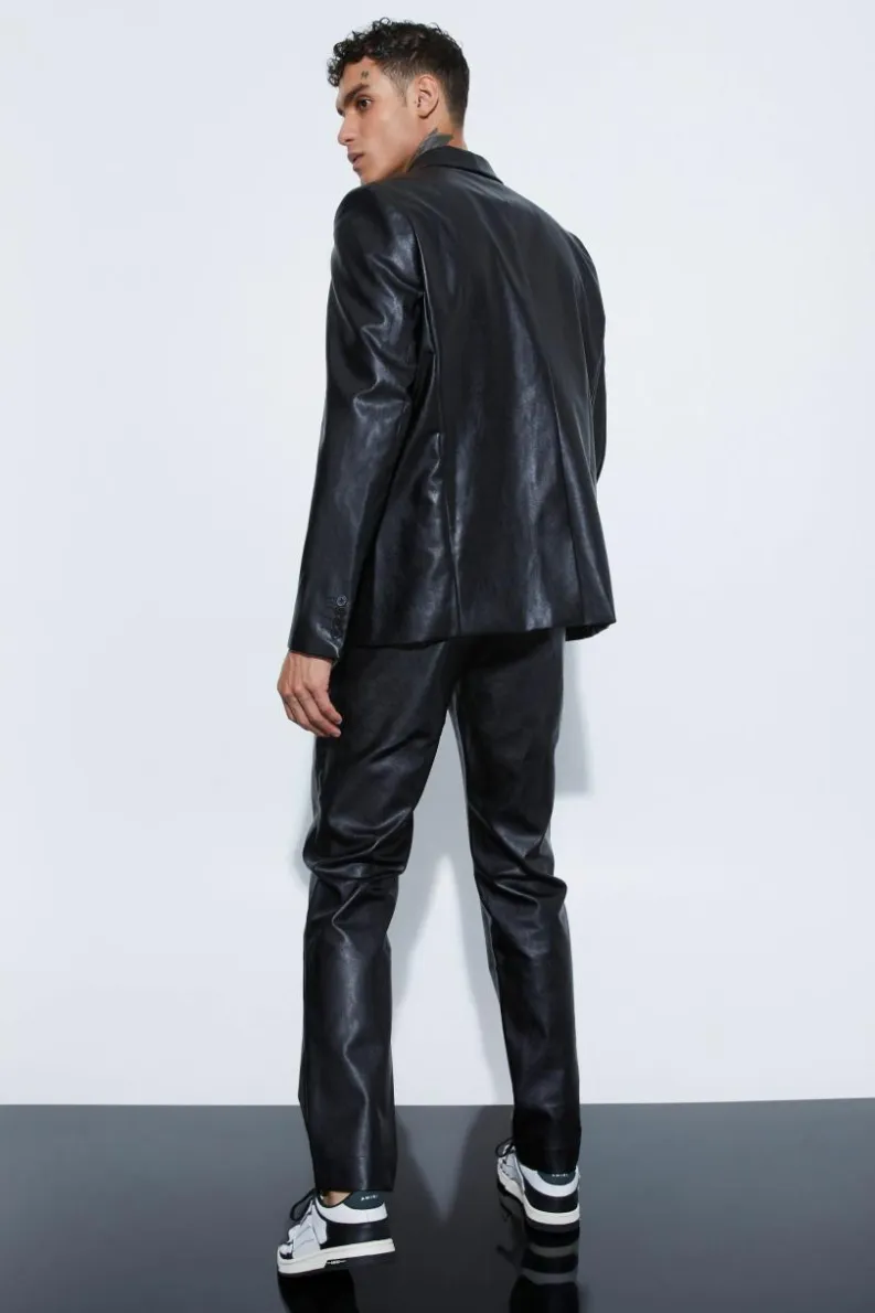 Fashion boohoo Slim Fit PU Suit black