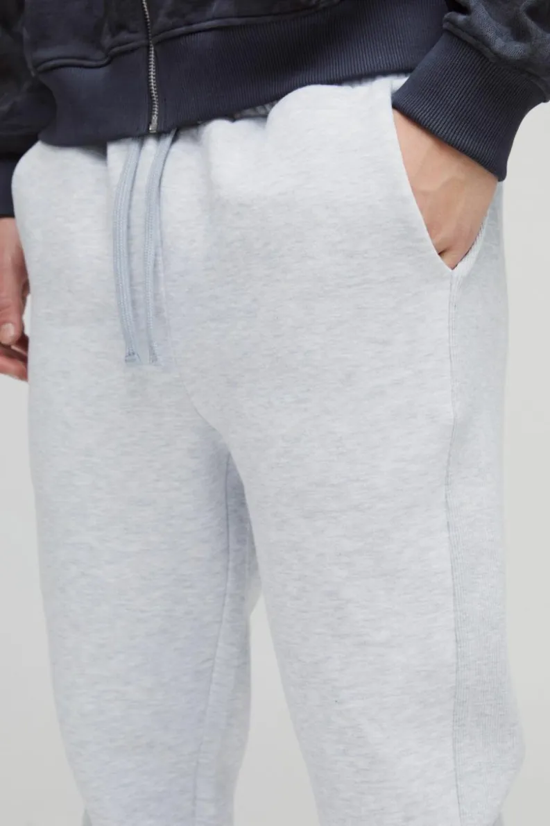 Fashion boohooMAN Slim Fit Rib Detail Joggers grey marl