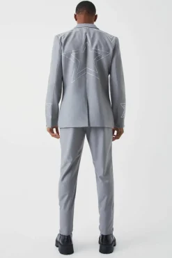 Discount boohooMAN Slim Fit Trouser With Rhinestone Embellishment slate