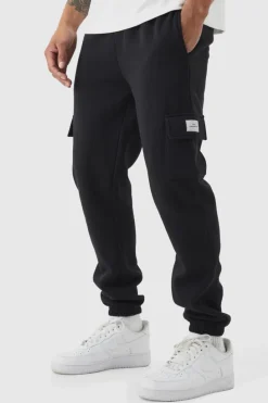 New boohooMAN Slim Fit Woven Tab Basic Cargo Jogger black