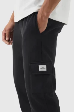 New boohooMAN Slim Fit Woven Tab Basic Cargo Jogger black