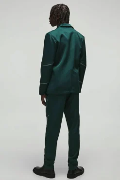 Outlet boohooMAN Slim Fit Zip Multi Zip Detail Tailored Trousers green