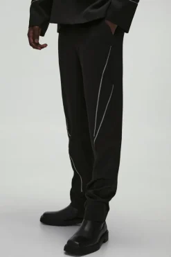 Store boohooMAN Slim Fit Zip Multi Zip Detail Tailored Trousers black