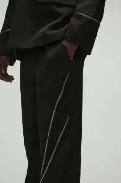 Store boohooMAN Slim Fit Zip Multi Zip Detail Tailored Trousers black