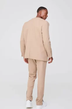 Cheap boohooMAN Slim Fixed Waist Tailored Trouser taupe