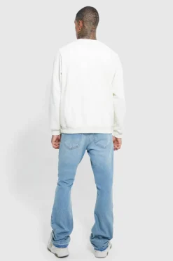 New boohooMAN Slim Flare Applique Panel Jeans antique blue