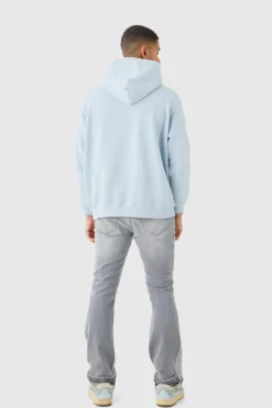 New boohooMAN Slim Flare Distressed Gusset Panel Jeans light grey