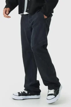 Best boohooMAN Slim Flared Panelled Jeans washed black
