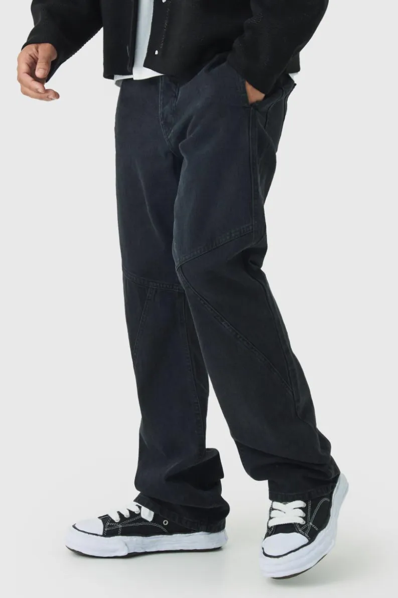 Best boohooMAN Slim Flared Panelled Jeans washed black