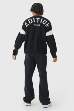 Best boohooMAN Slim Flared Panelled Jeans washed black