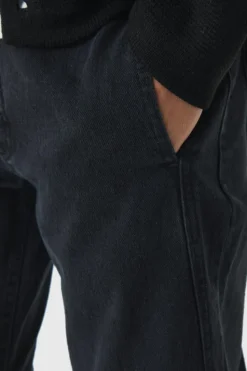 Best boohooMAN Slim Flared Panelled Jeans washed black