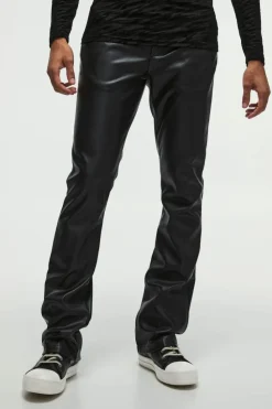 Store boohooMAN Slim Flared Pu Trousers black