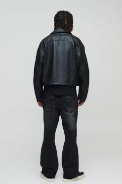 Store boohooMAN Slim Flared Ripped Washed Jeans charcoal