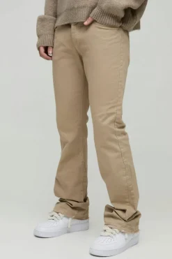 Flash Sale boohooMAN Slim Flared Stacked Tonal Gusset Jeans beige