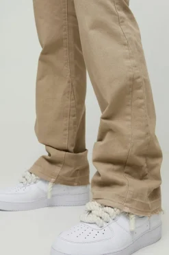 Flash Sale boohooMAN Slim Flared Stacked Tonal Gusset Jeans beige