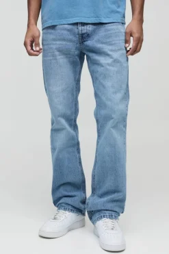 Clearance boohooMAN Slim Flared Stacked Washed Jeans light blue