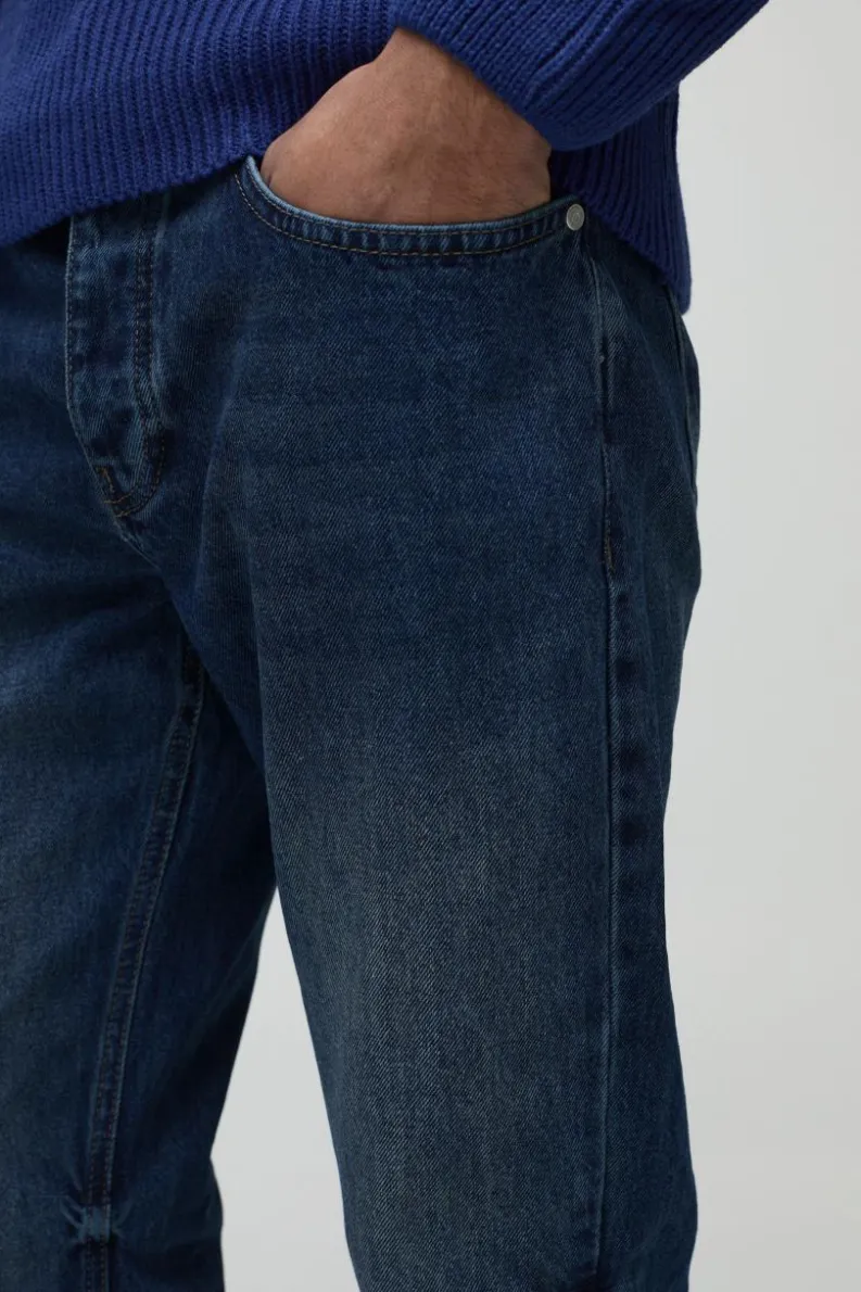 Store boohooMAN Slim Flared Stacked Washed Jeans antique blue