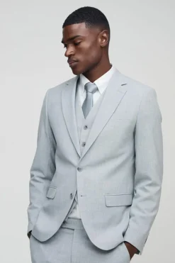 Online boohooMAN Slim Single Breasted Jacket grey
