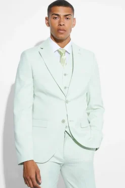 Best boohooMAN Slim Micro Texture Suit Jacket light green