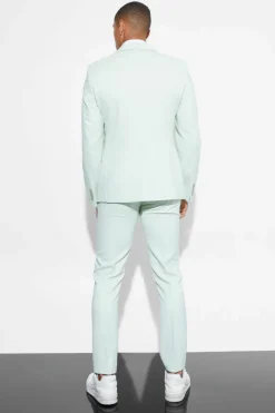 Best boohooMAN Slim Micro Texture Suit Jacket light green