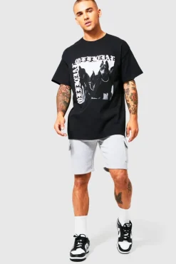 Hot boohooMAN Slim Mid Cargo Jersey Short grey marl
