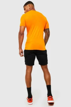 Hot boohooMAN Slim Mid Cargo Jersey Short black