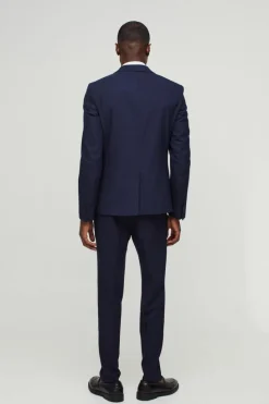 Hot boohooMAN Slim Suit Trousers navy